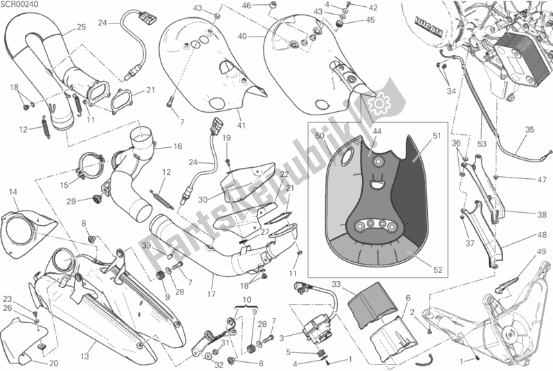 All parts for the Exhaust System of the Ducati Superbike 959 Panigale ABS USA 2019